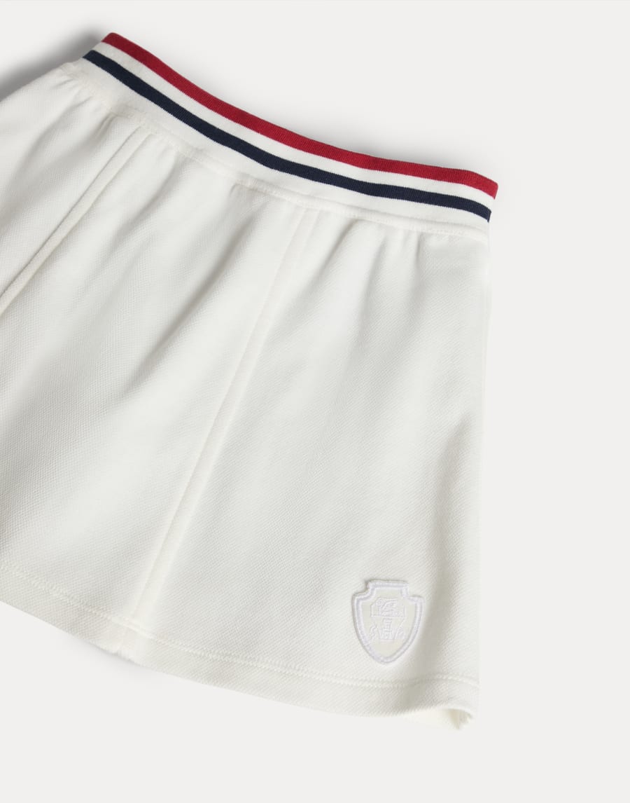 Jupe en piqué de coton technique avec logo Blanc Cassé Fille - Brunello Cucinelli