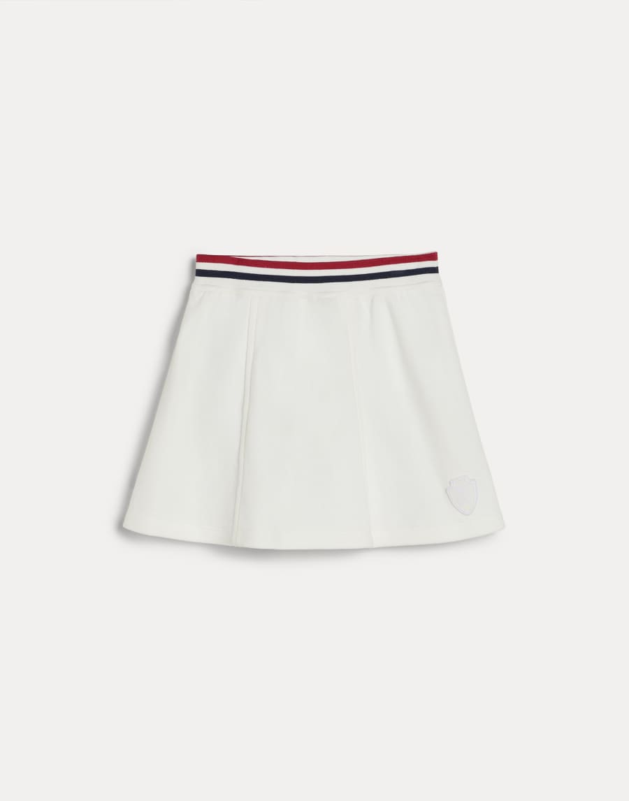 Jupe en piqué de coton technique avec logo Blanc Cassé Fille - Brunello Cucinelli