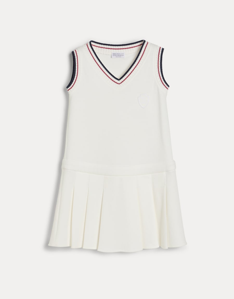 Robe avec empiècements en maille et logo Blanc Cassé Fille - Brunello Cucinelli