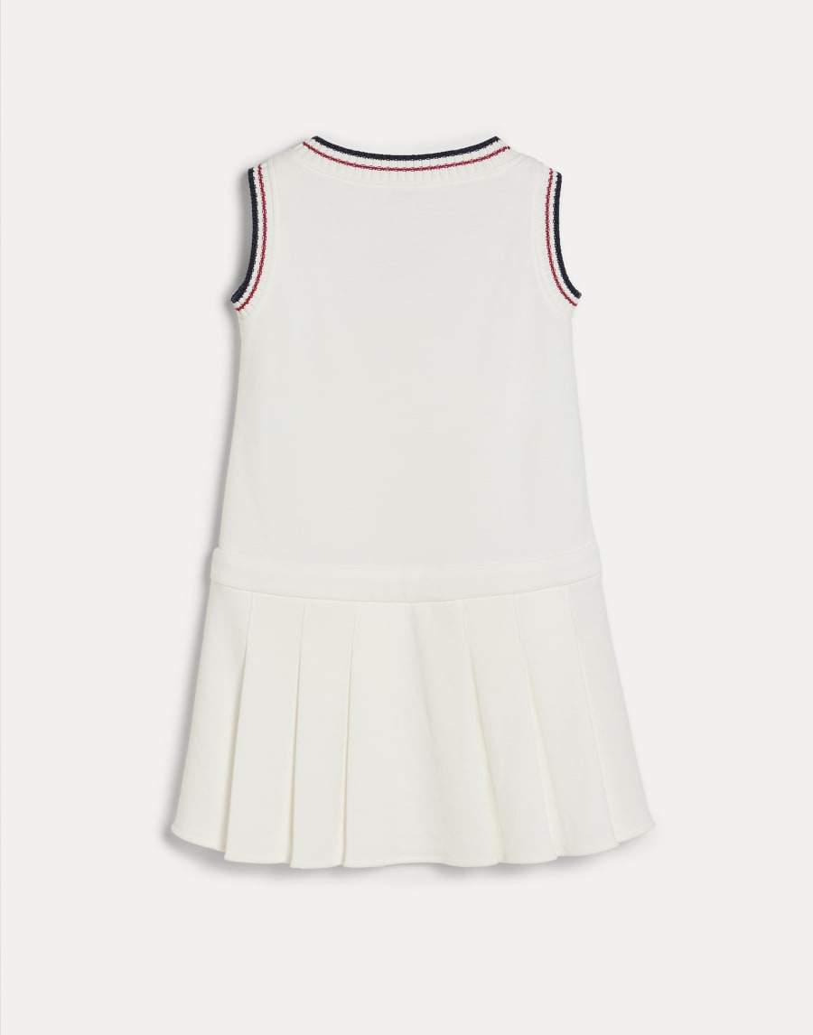 Robe avec empiècements en maille et logo Blanc Cassé Fille - Brunello Cucinelli