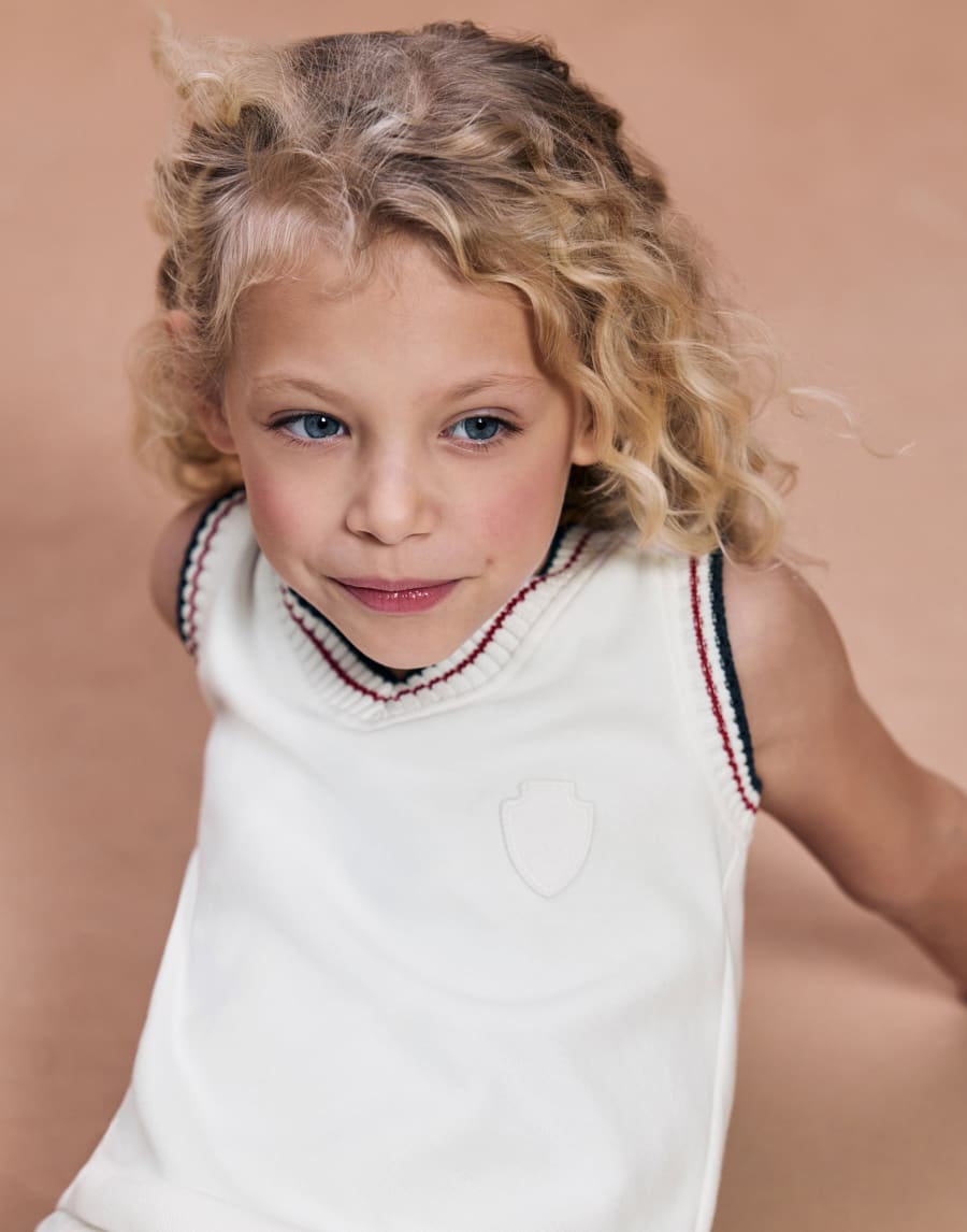 Robe avec empiècements en maille et logo Blanc Cassé Fille - Brunello Cucinelli