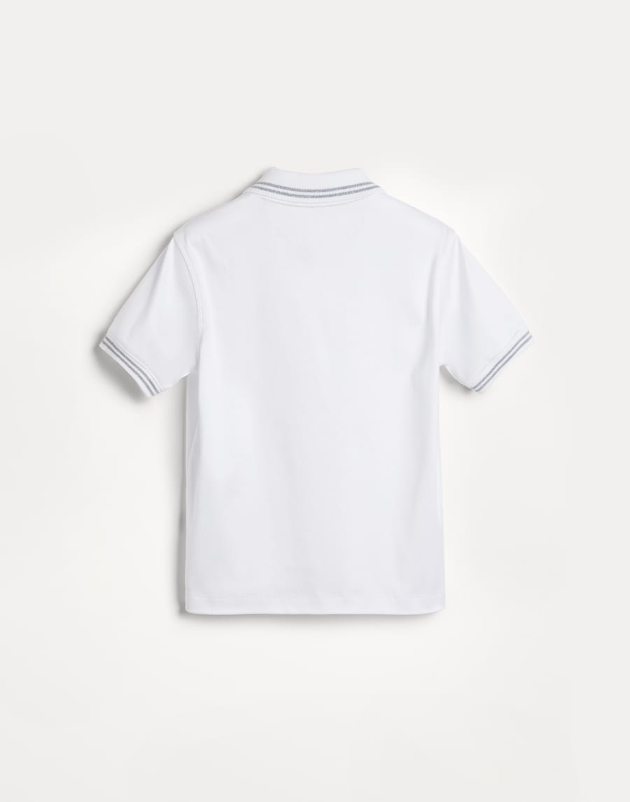 徽标装饰棉质汗布马球衫 白色 男童 - Brunello Cucinelli