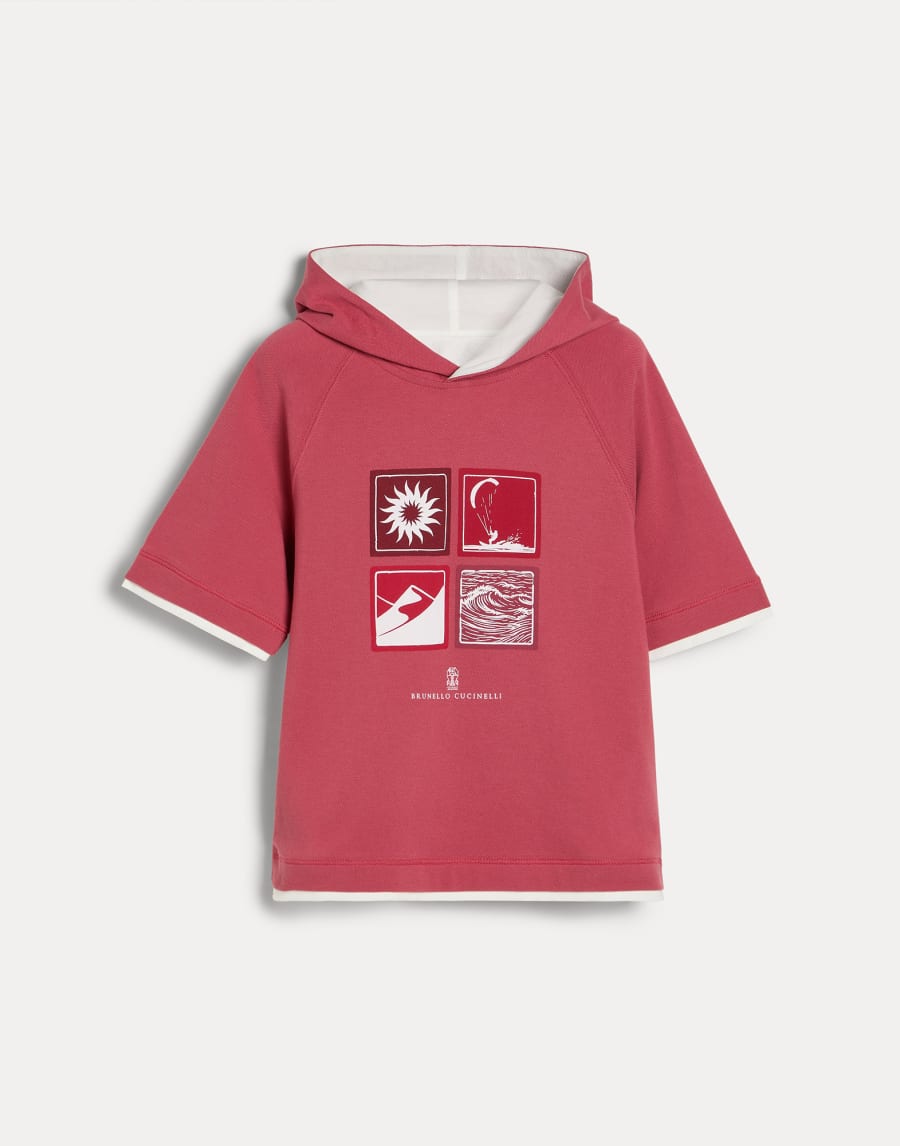 Sweatshirt with hood and graphic Red Boys - Brunello Cucinelli