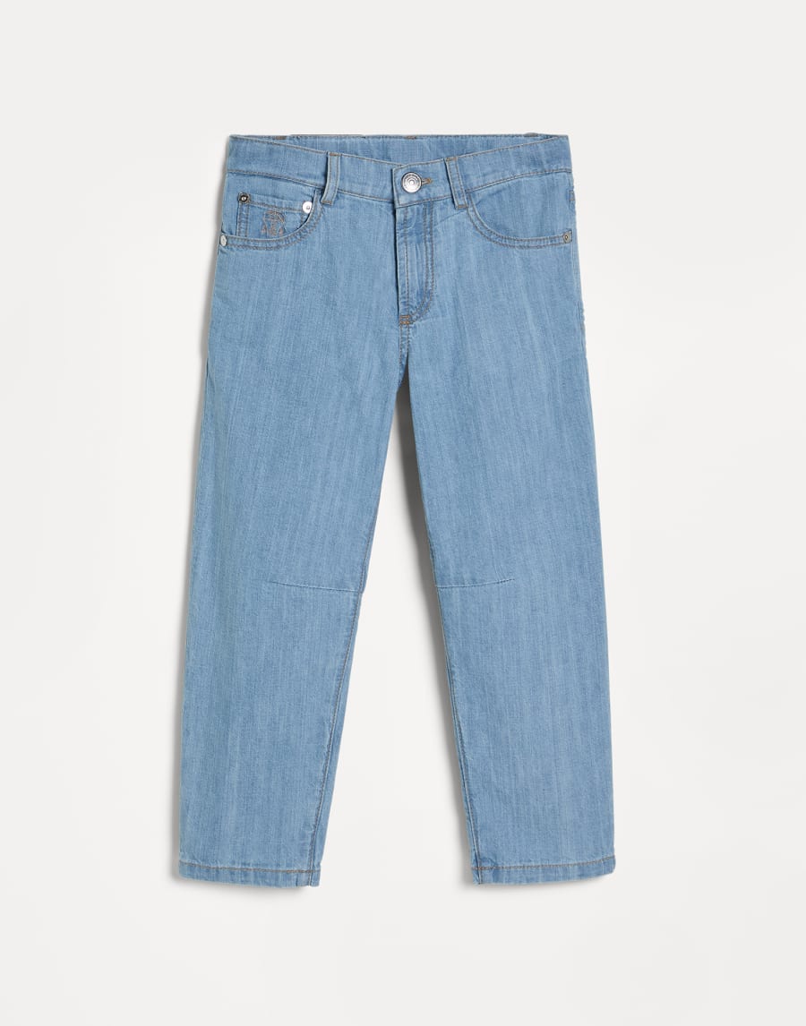 Lightweight denim five-pocket trousers Light Blue Denim Boys - Brunello Cucinelli