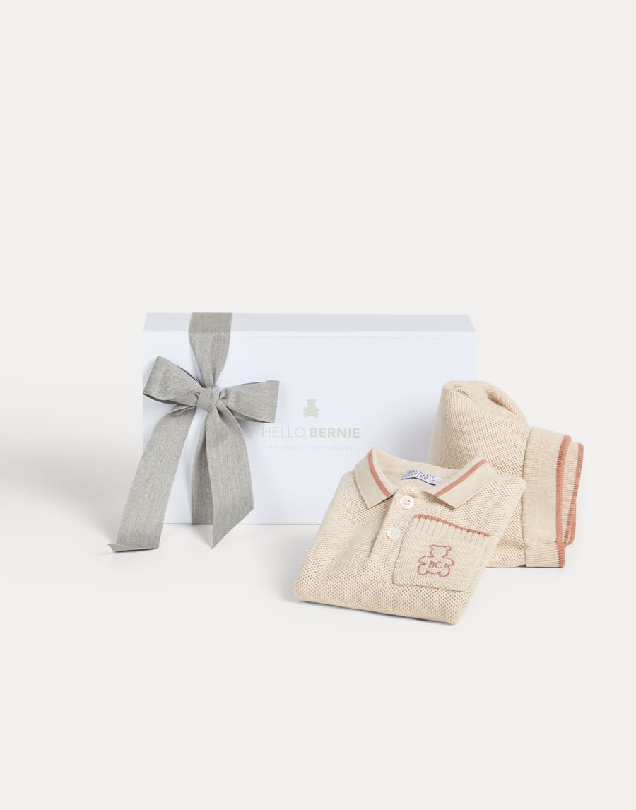 Baby Bernie knit coordinated set Beige Baby - Brunello Cucinelli