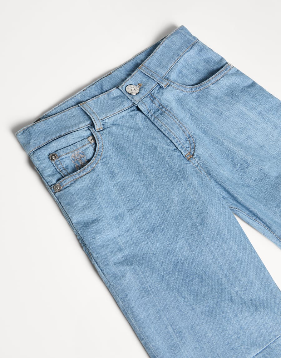 Lightweight denim five-pocket trousers Light Blue Denim Boys - Brunello Cucinelli