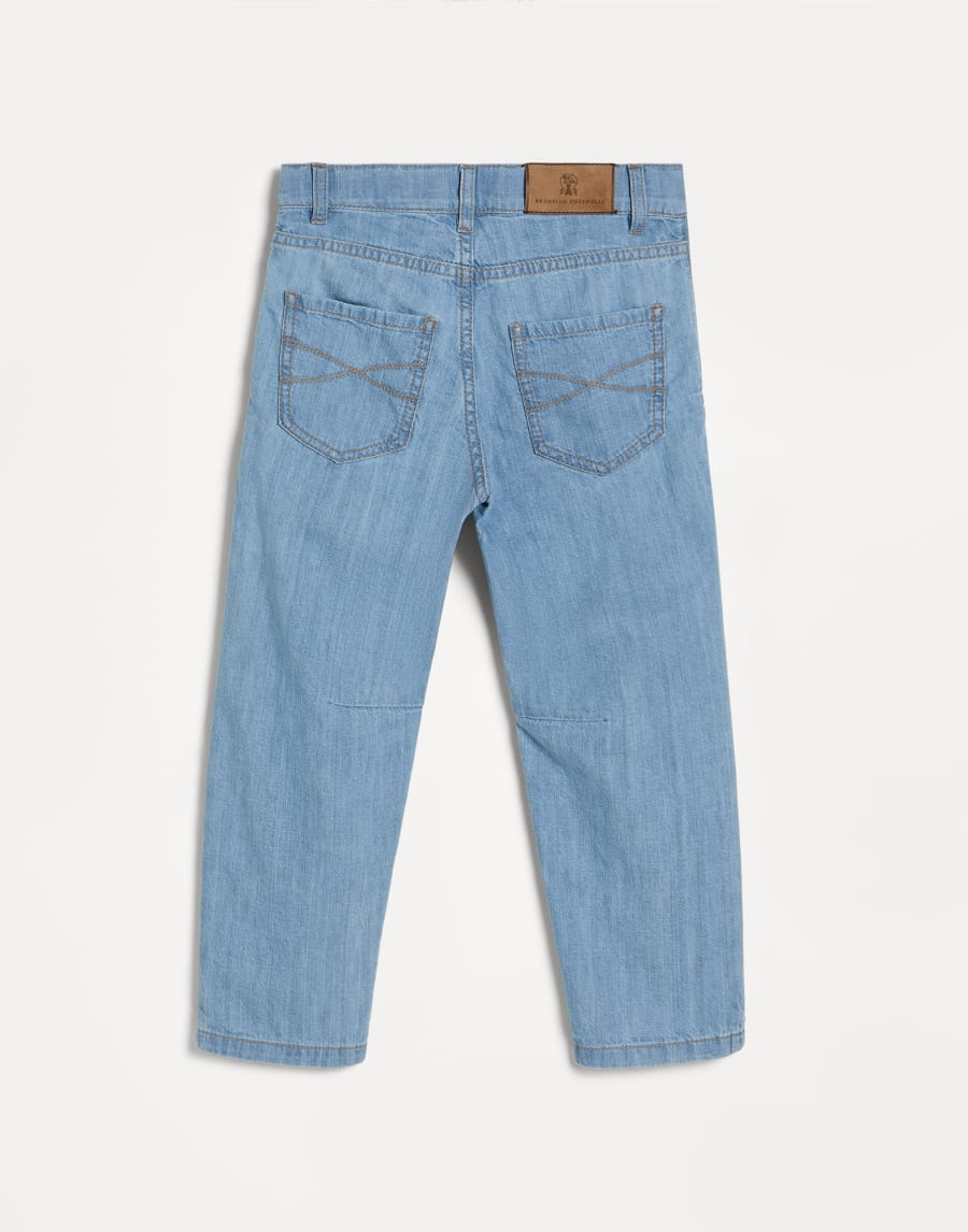 Lightweight denim five-pocket trousers Light Blue Denim Boys - Brunello Cucinelli