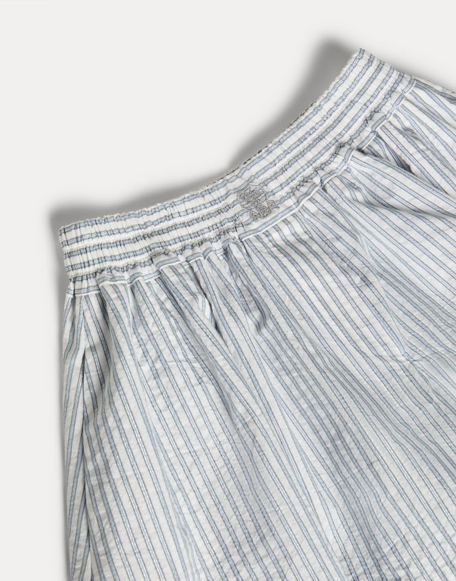 Striped Sparkling flared shorts with logo Sky Blue Girls - Brunello Cucinelli