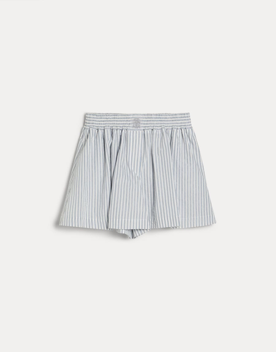 Striped Sparkling flared shorts with logo Sky Blue Girls - Brunello Cucinelli