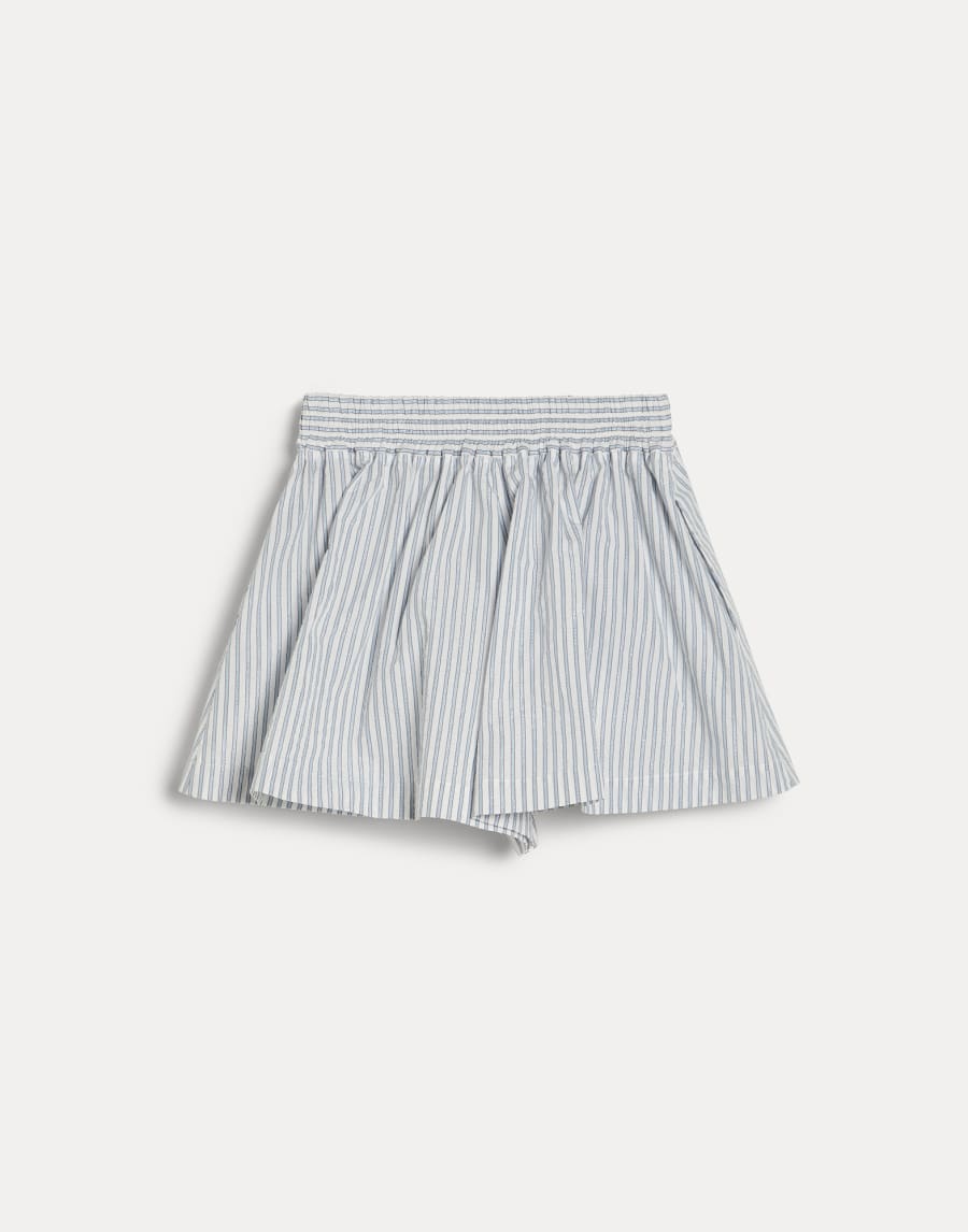 Striped Sparkling flared shorts with logo Sky Blue Girls - Brunello Cucinelli