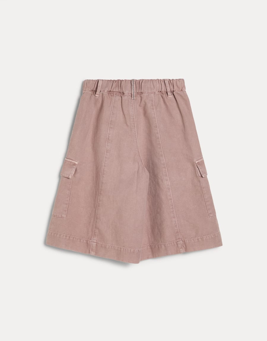 Wide Long Bermuda Shorts with monili Pink Girls - Brunello Cucinelli