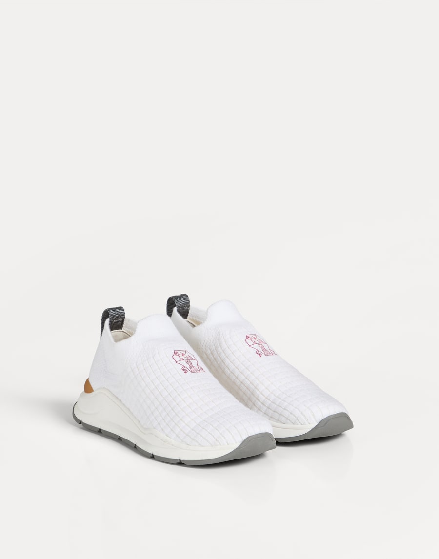 Knit slip-on runners with logo Panama Boys - Brunello Cucinelli