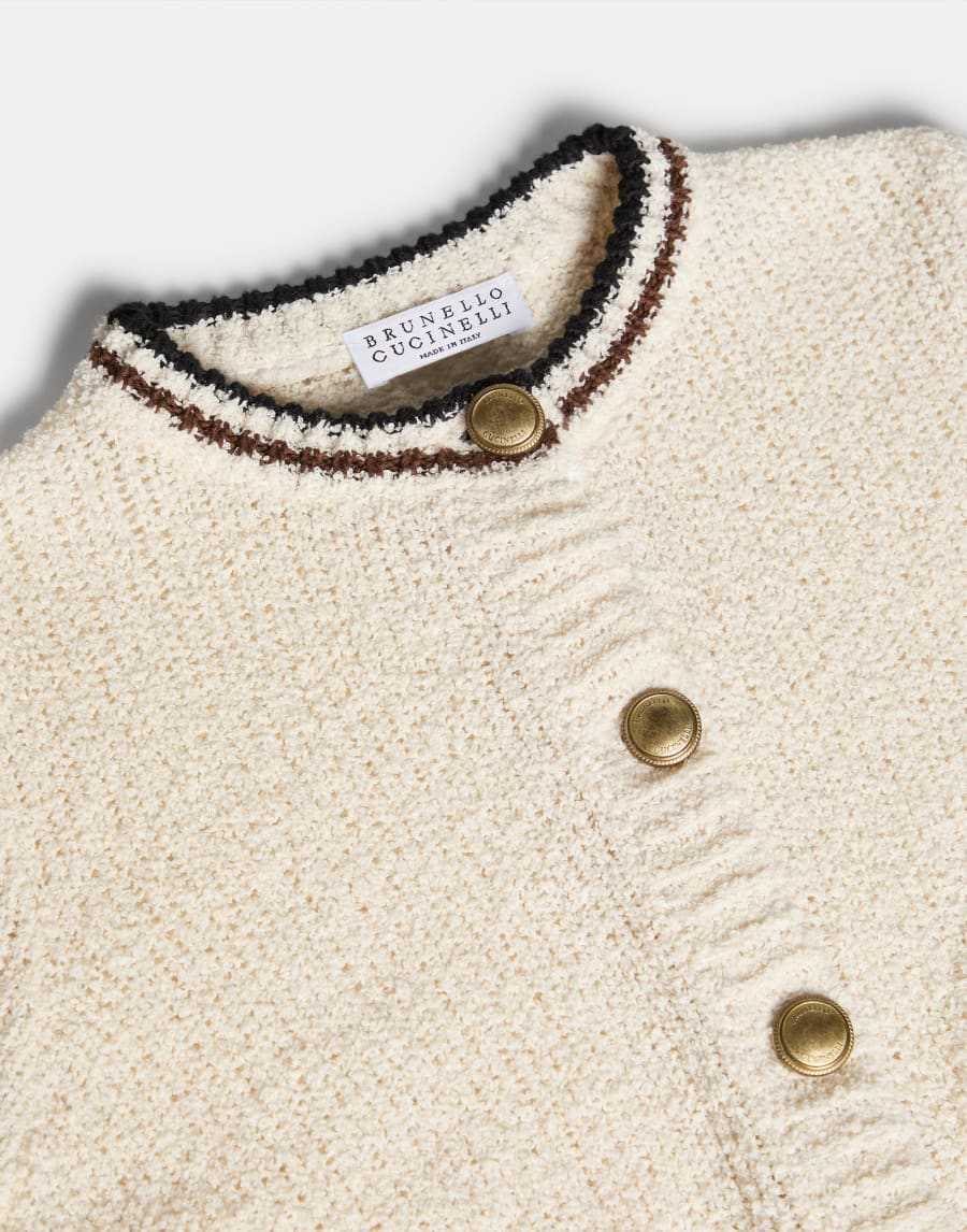 Rustic cotton cardigan Ecru Girls - Brunello Cucinelli