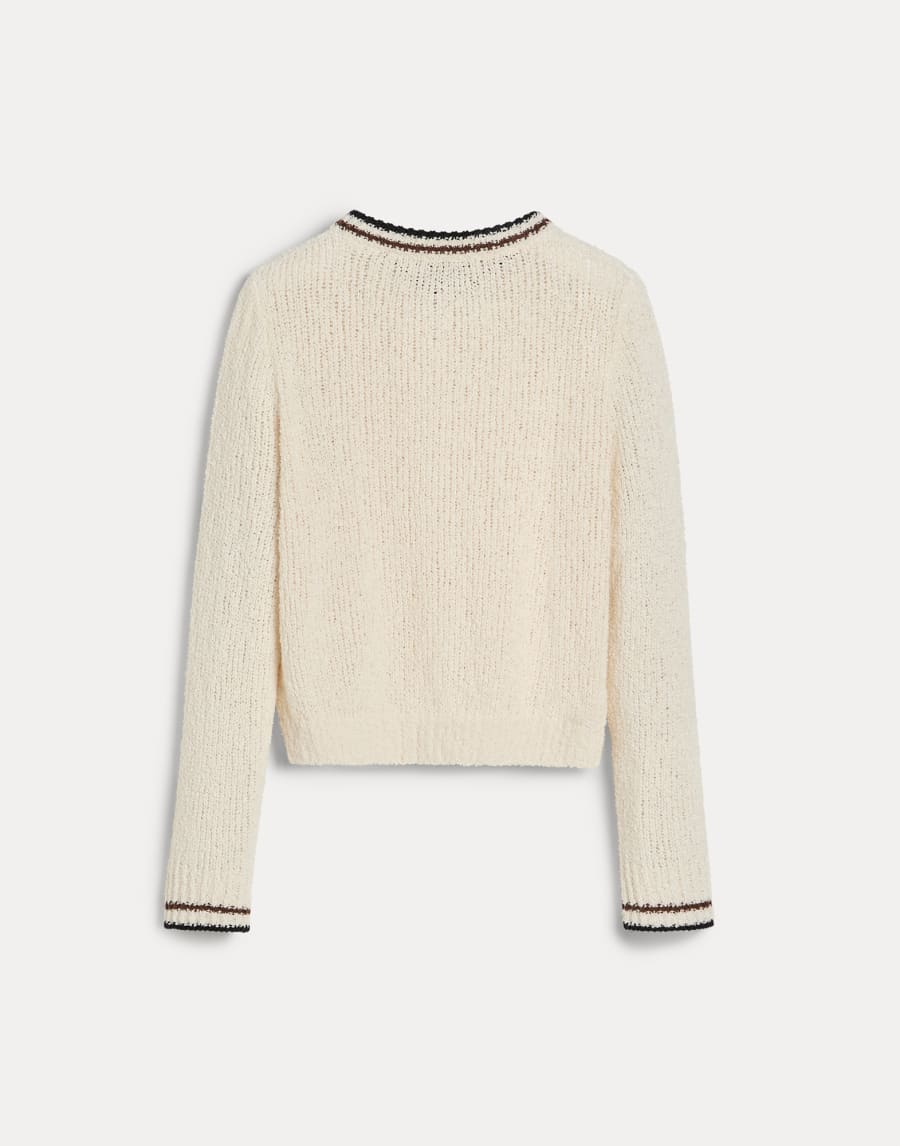 Rustic cotton cardigan Ecru Girls - Brunello Cucinelli