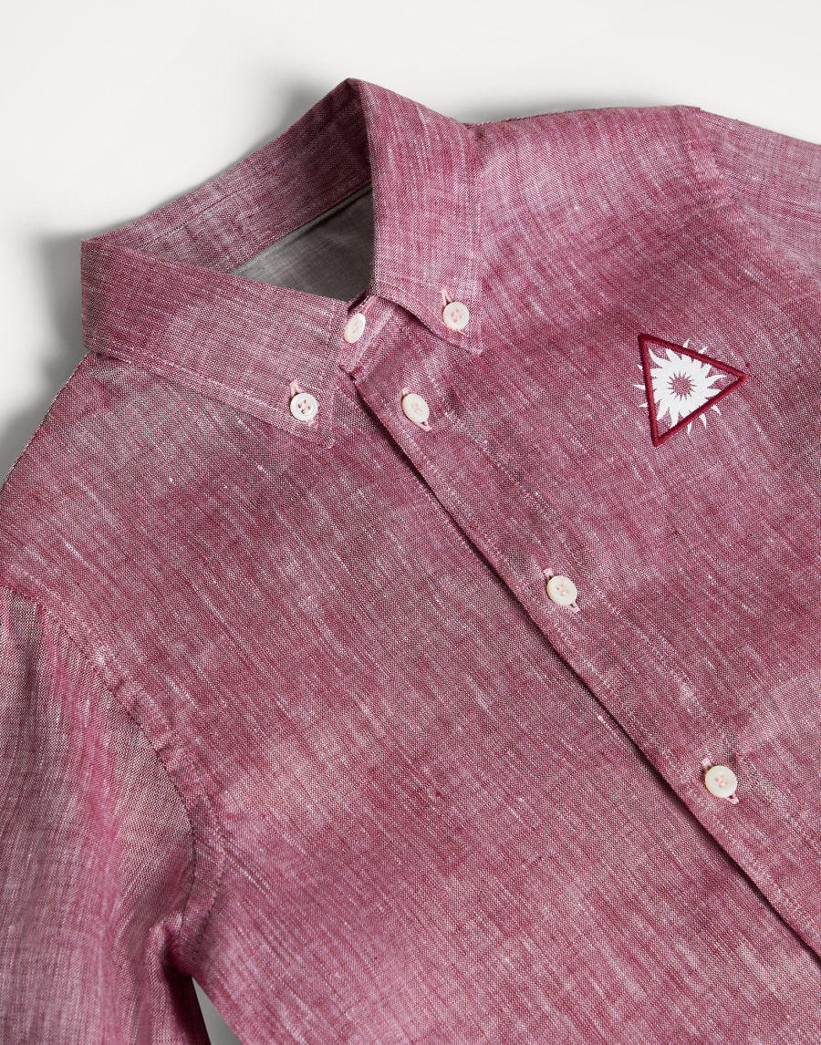 Hemd „Fuoco“ (Feuer) mit Button-Down-Kragen Erdbeerrot Jungen - Brunello Cucinelli