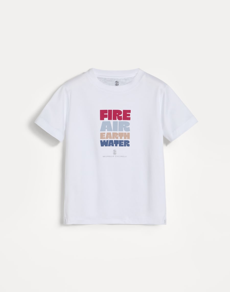 Camiseta en punto de algodón con estampado Blanco Niño - Brunello Cucinelli