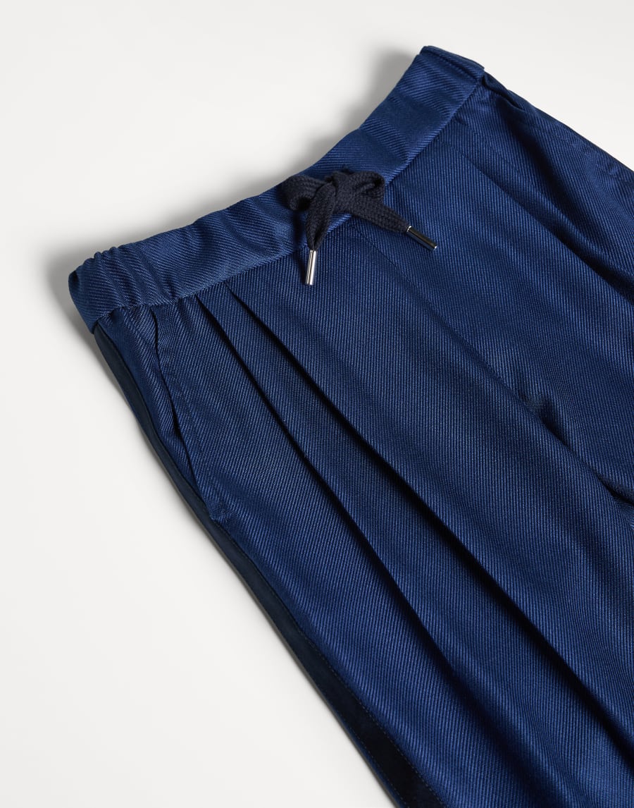 Tuxedo trousers with drawstring and double pleats Royale Blue Boys - Brunello Cucinelli