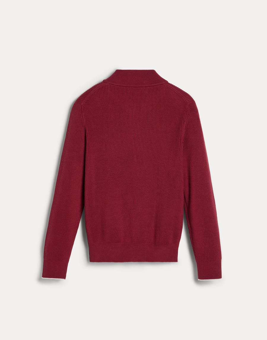 Cárdigan de algodón con cremallera Rojo Niño - Brunello Cucinelli