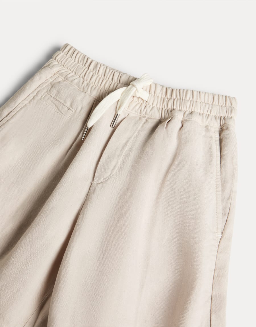 Bermuda shorts with drawstring and pleats Oat Boys - Brunello Cucinelli