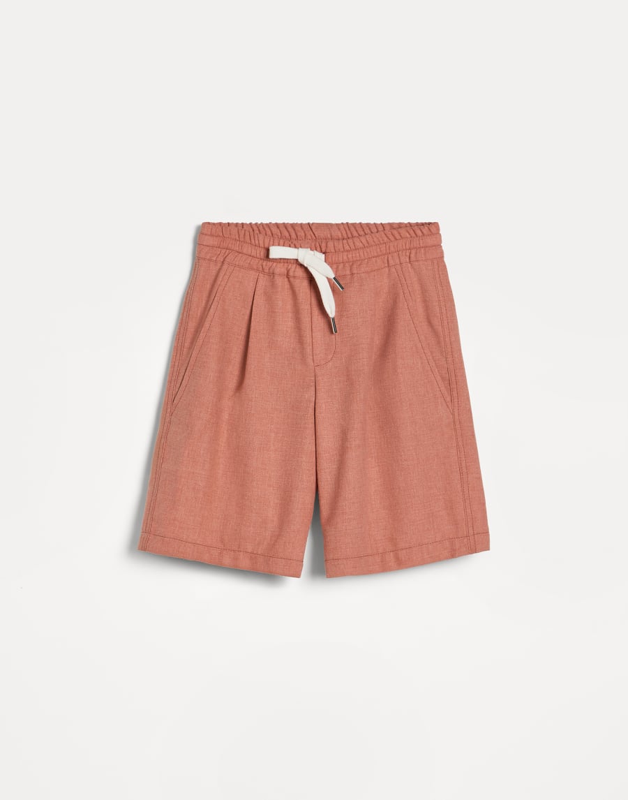 Mouliné canvas Bermuda shorts Apricot Boys - Brunello Cucinelli