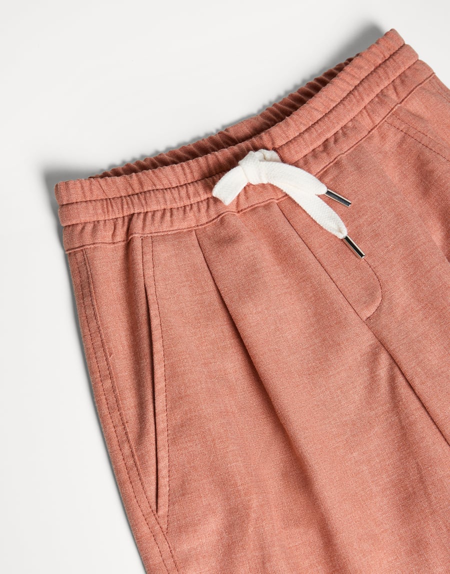 Mouliné canvas Bermuda shorts Apricot Boys - Brunello Cucinelli