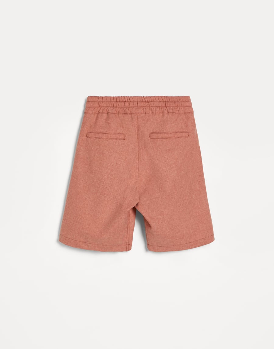 Mouliné canvas Bermuda shorts Apricot Boys - Brunello Cucinelli