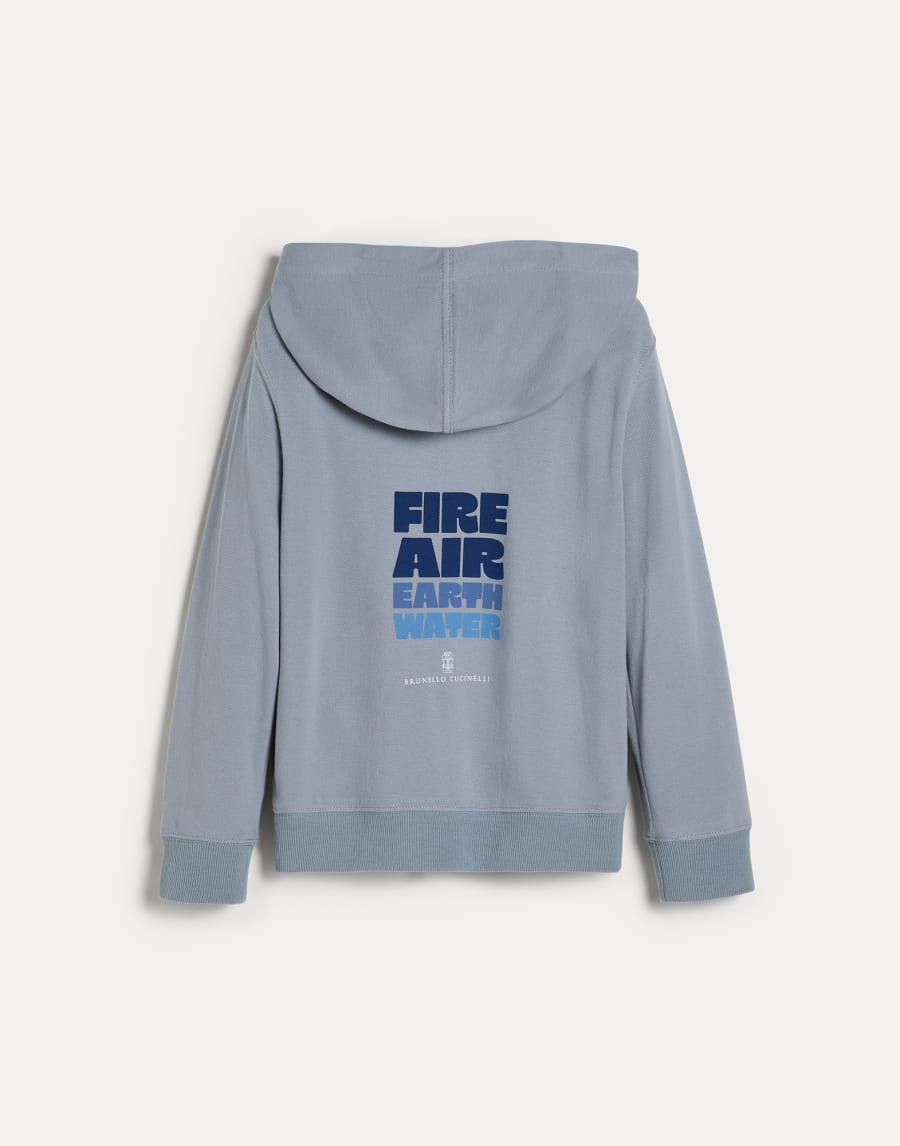 Hoodie with zipper and graphic Slate Boys - Brunello Cucinelli