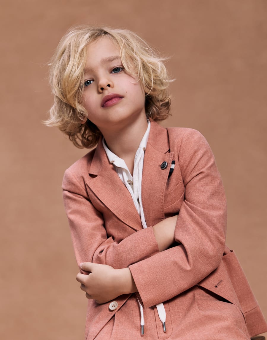 Mouliné canvas blazer Apricot Boys - Brunello Cucinelli