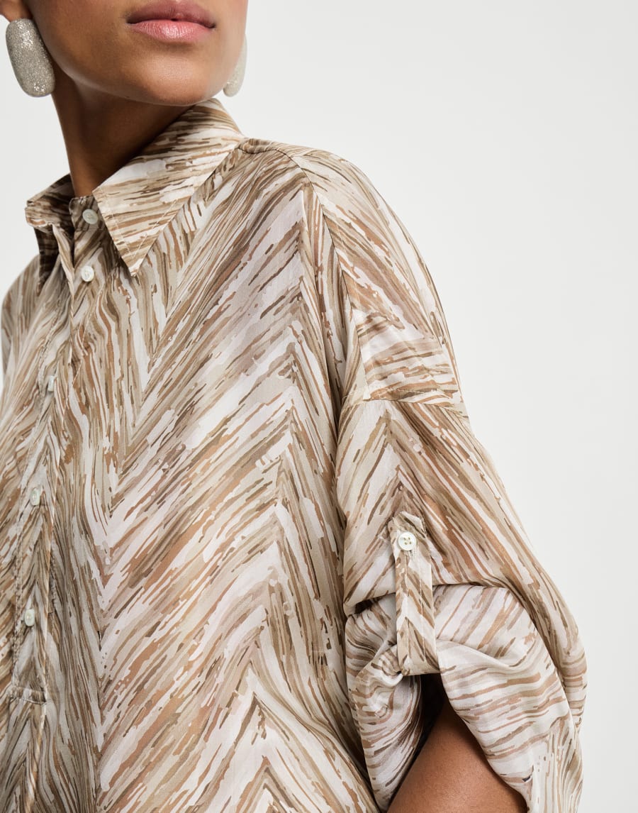 Chevron print dress Beige Woman - Brunello Cucinelli