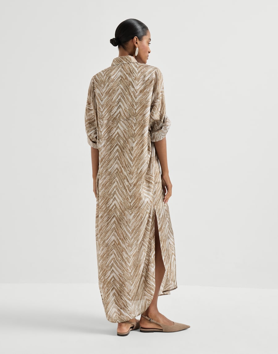 Chevron print dress Beige Woman - Brunello Cucinelli