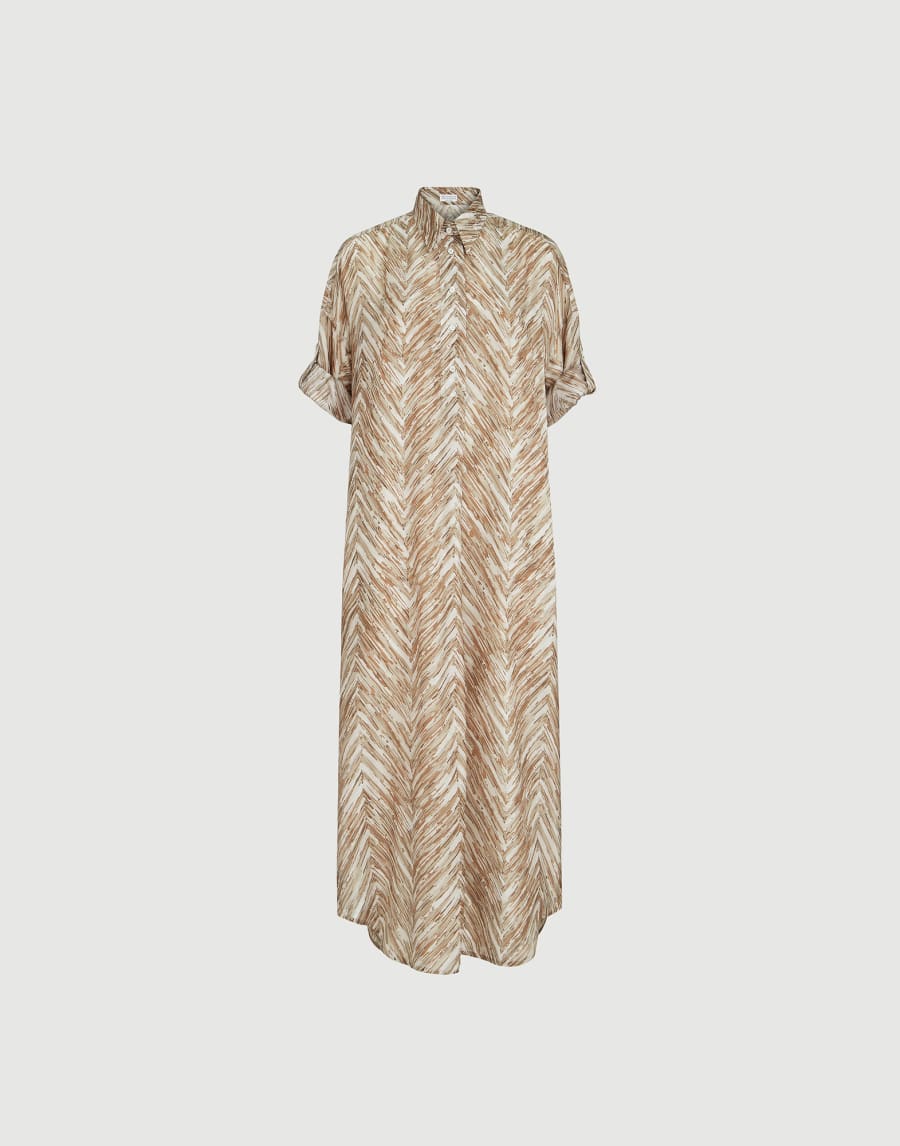 Chevron print dress Beige Woman - Brunello Cucinelli