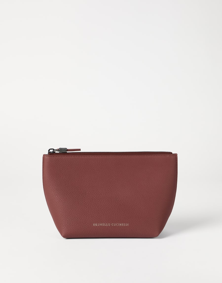 Calfskin clutch bag with monili Firebrick Woman - Brunello Cucinelli