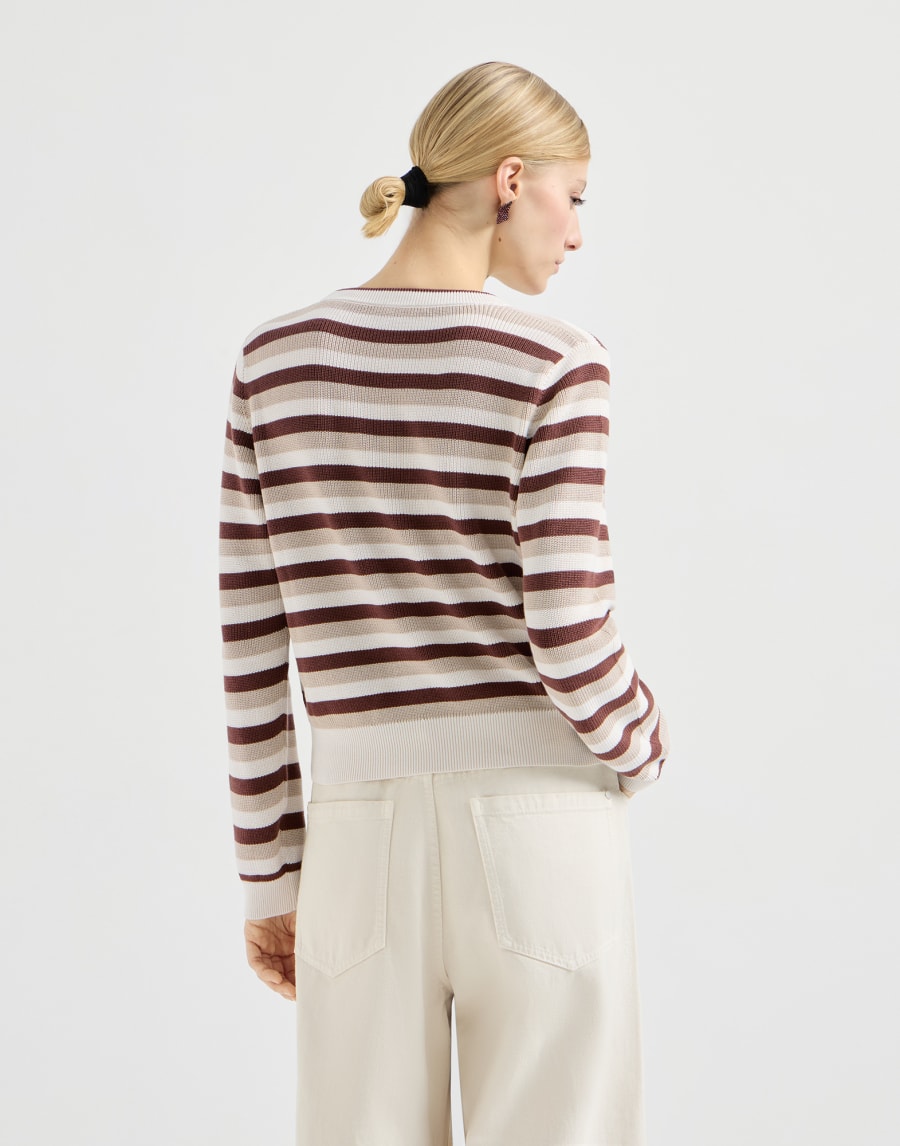 Cotton striped sweater Orange Woman - Brunello Cucinelli