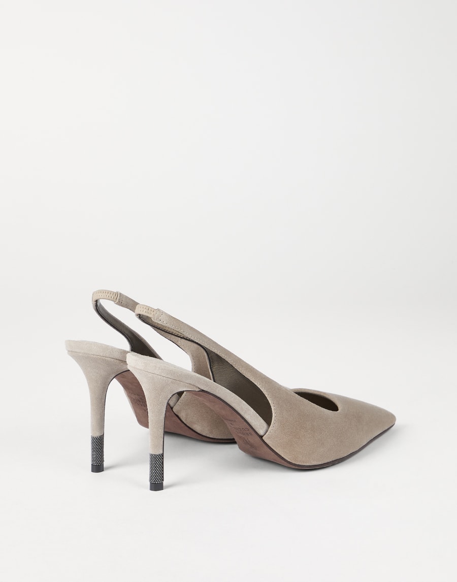 Suede slingback heels Light Grey Woman - Brunello Cucinelli