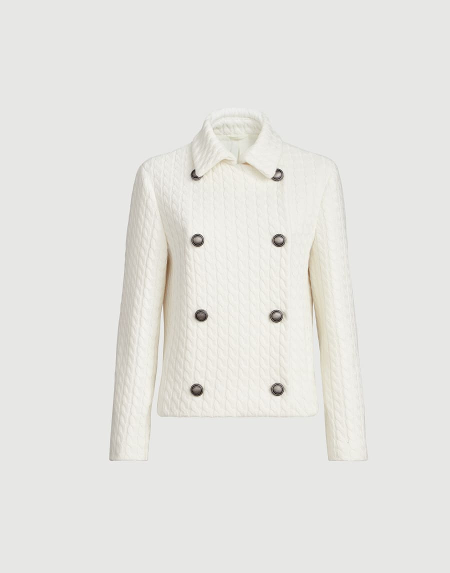 Blazer en punto trenzado Blanco Mujer - Brunello Cucinelli
