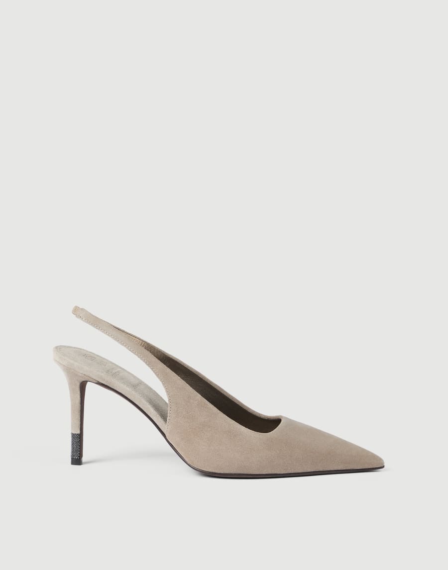 Suede slingback heels Light Grey Woman - Brunello Cucinelli
