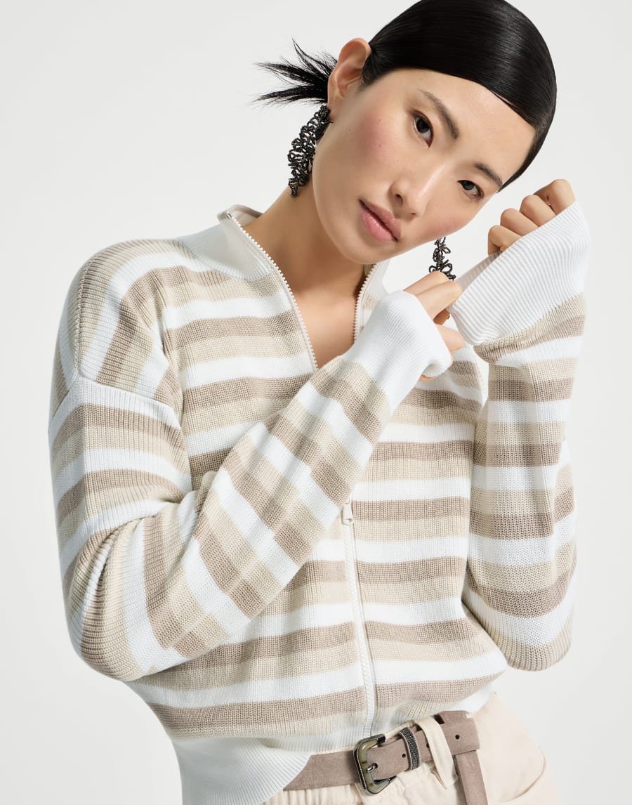 棉质对襟衫 米黄 女款 - Brunello Cucinelli