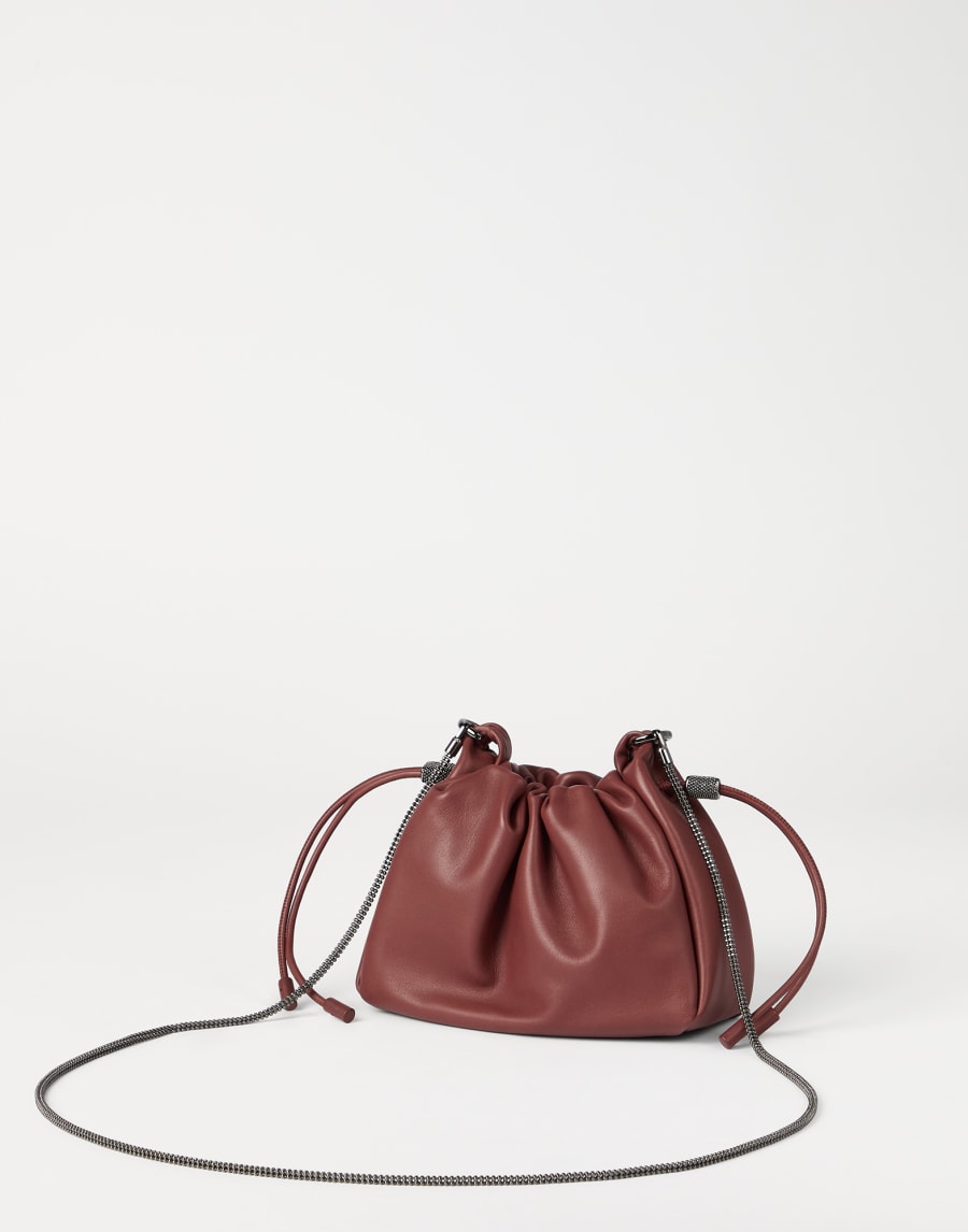 Bolso Bucket Mellow mini de piel Soft Rojo Ladrillo Mujer - Brunello Cucinelli