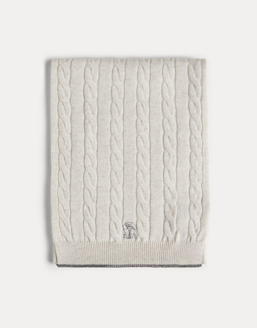 Schal in Zopfstrick Hellgrau Mädchen - Brunello Cucinelli