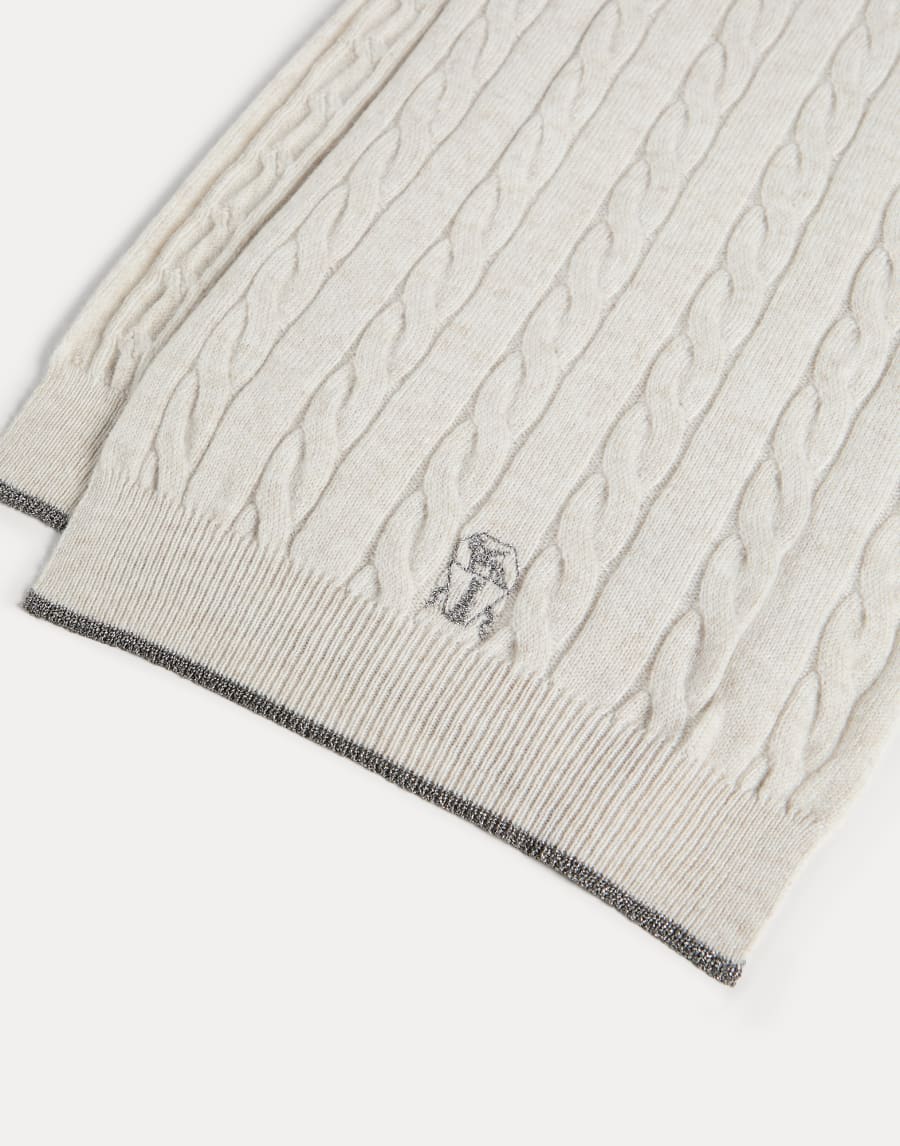 Schal in Zopfstrick Hellgrau Mädchen - Brunello Cucinelli