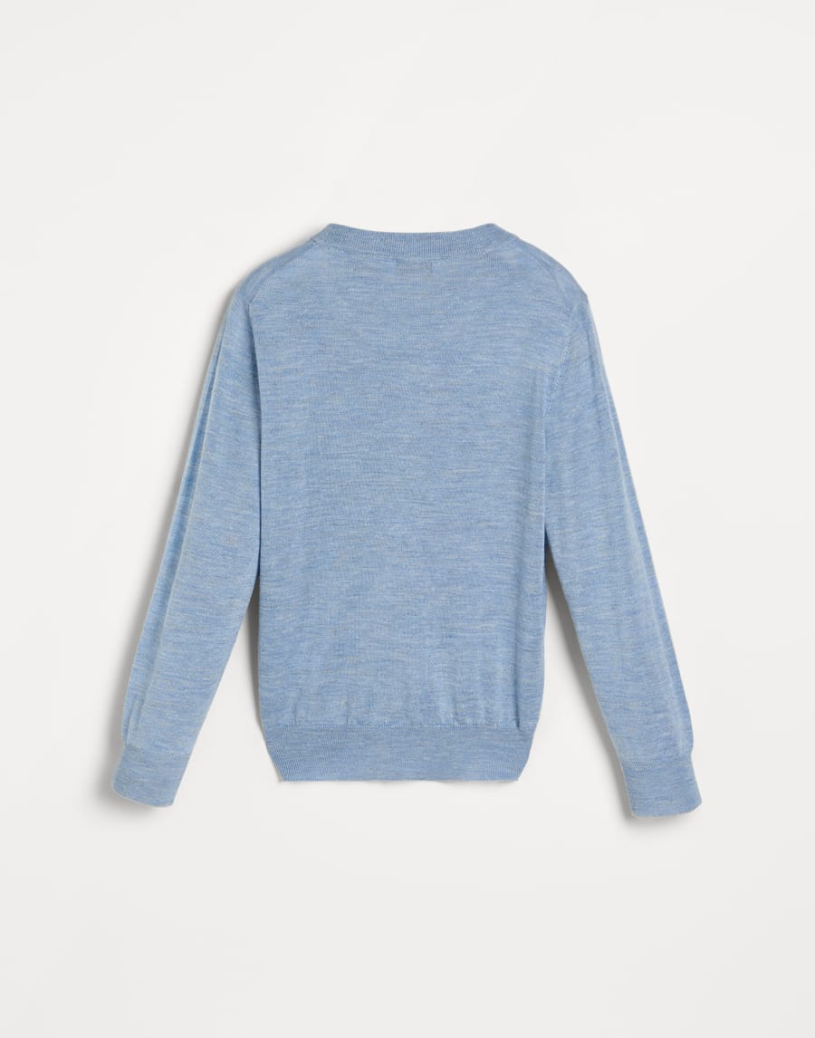 Lightweight sweater with logo Sky Blue Boys - Brunello Cucinelli