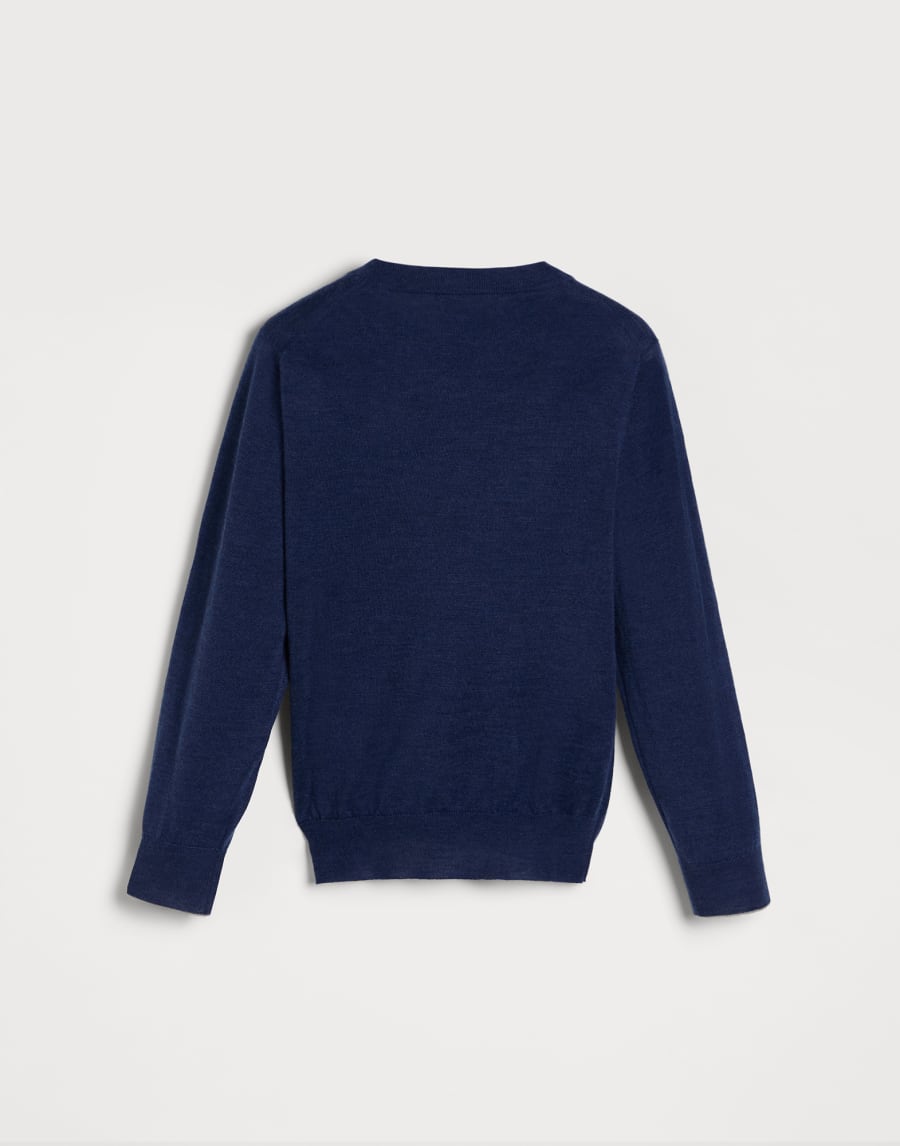 Lightweight sweater with logo Blue Boys - Brunello Cucinelli