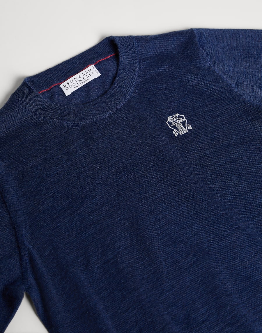 Lightweight sweater with logo Blue Boys - Brunello Cucinelli