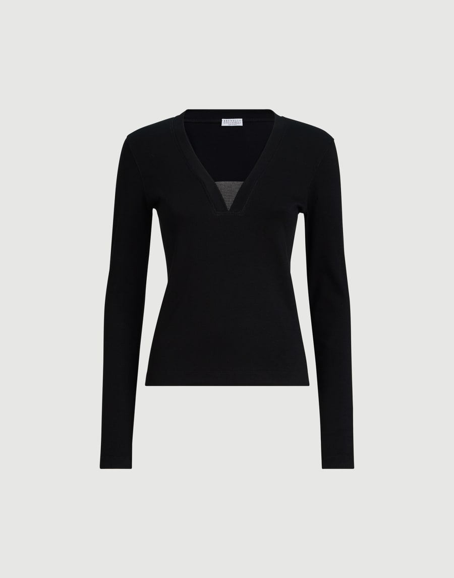 リブジャージー Tシャツ ブラック レディース - Brunello Cucinelli