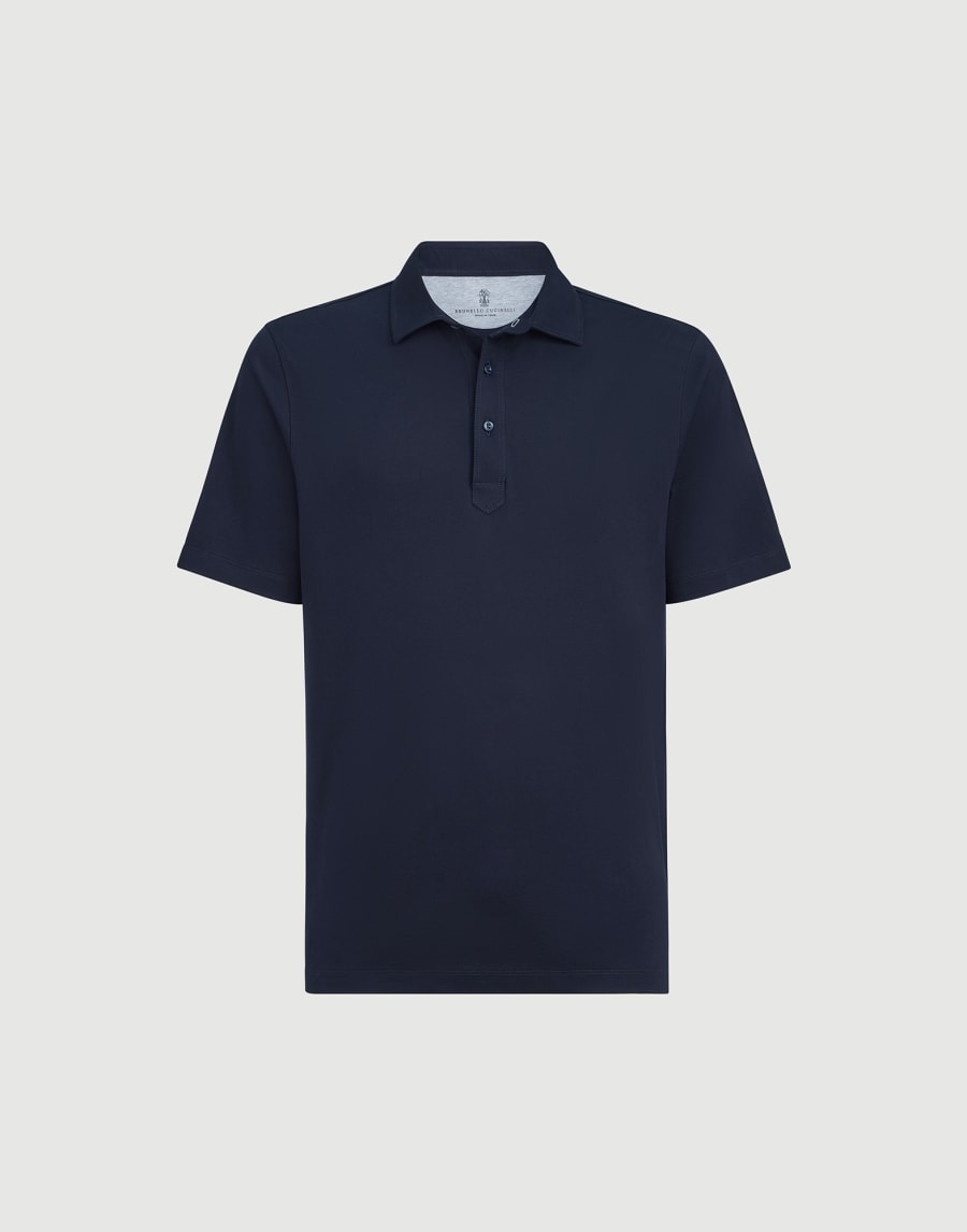 Polo with shirt collar Navy Blue Man - Brunello Cucinelli