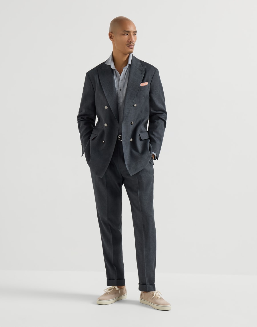 Polo con cuello camisa Gris Medio Hombre - Brunello Cucinelli