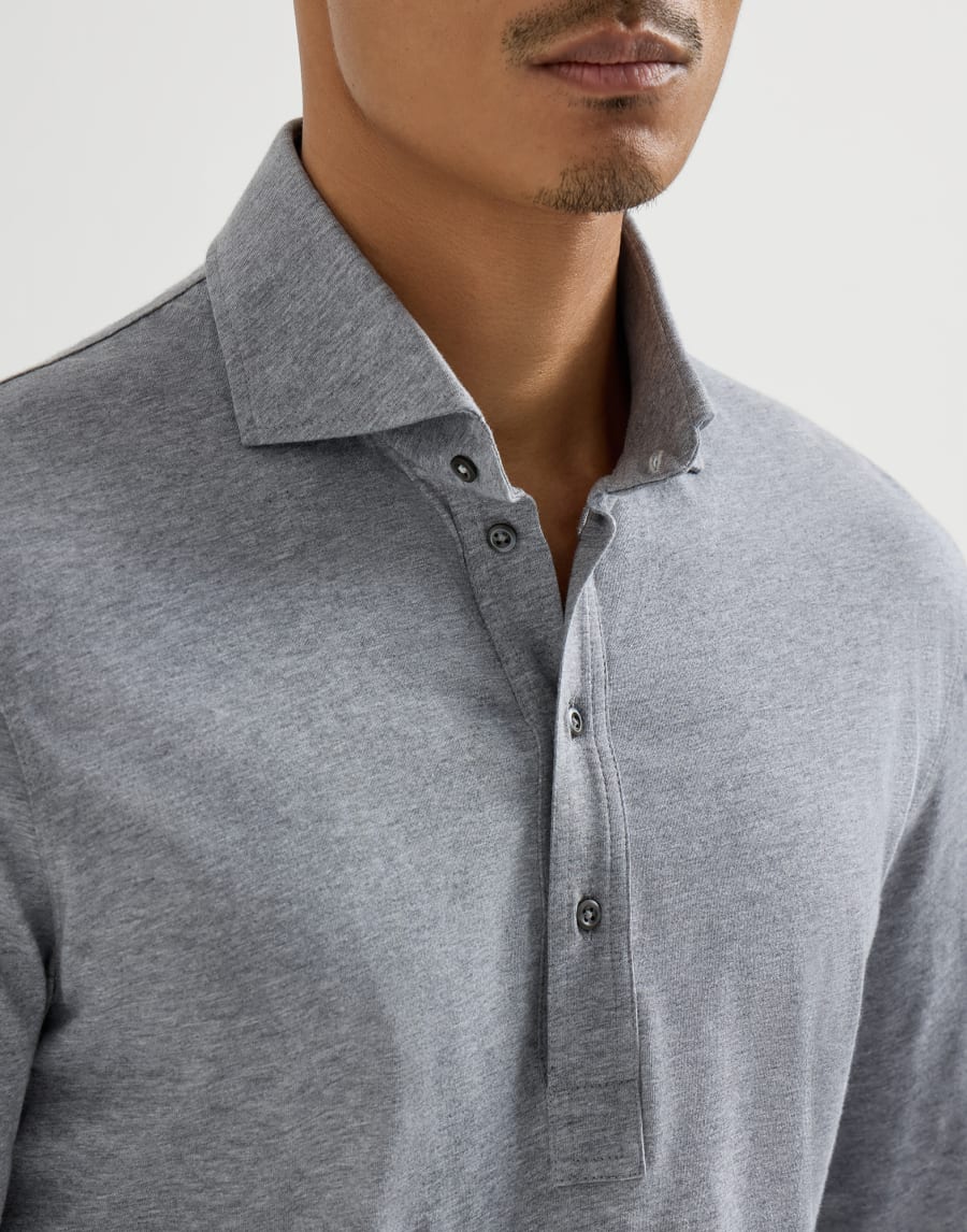 Polo con cuello camisa Gris Medio Hombre - Brunello Cucinelli