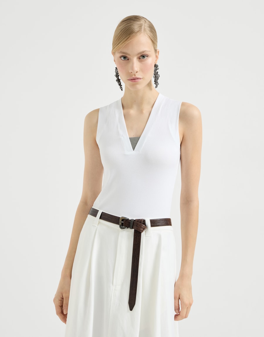 リブジャージー トップ ホワイト レディース - Brunello Cucinelli