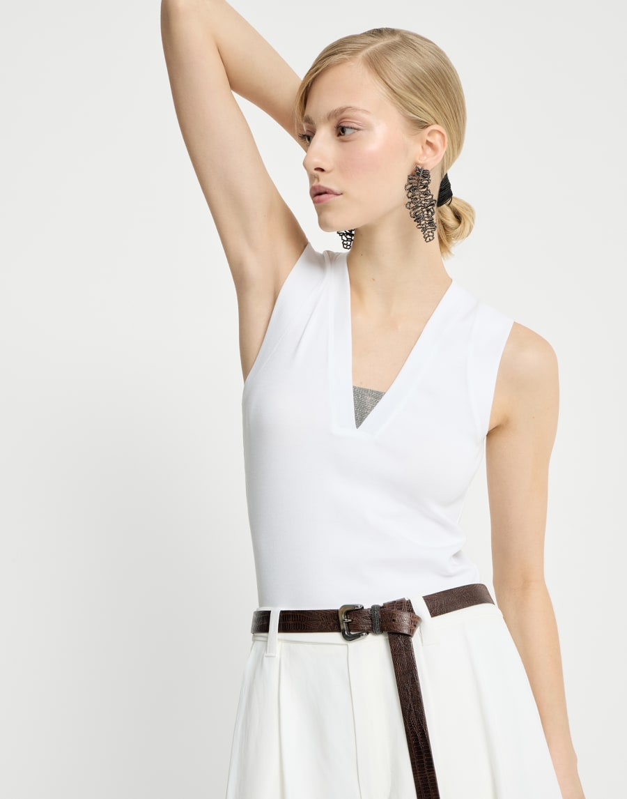 リブジャージー トップ ホワイト レディース - Brunello Cucinelli