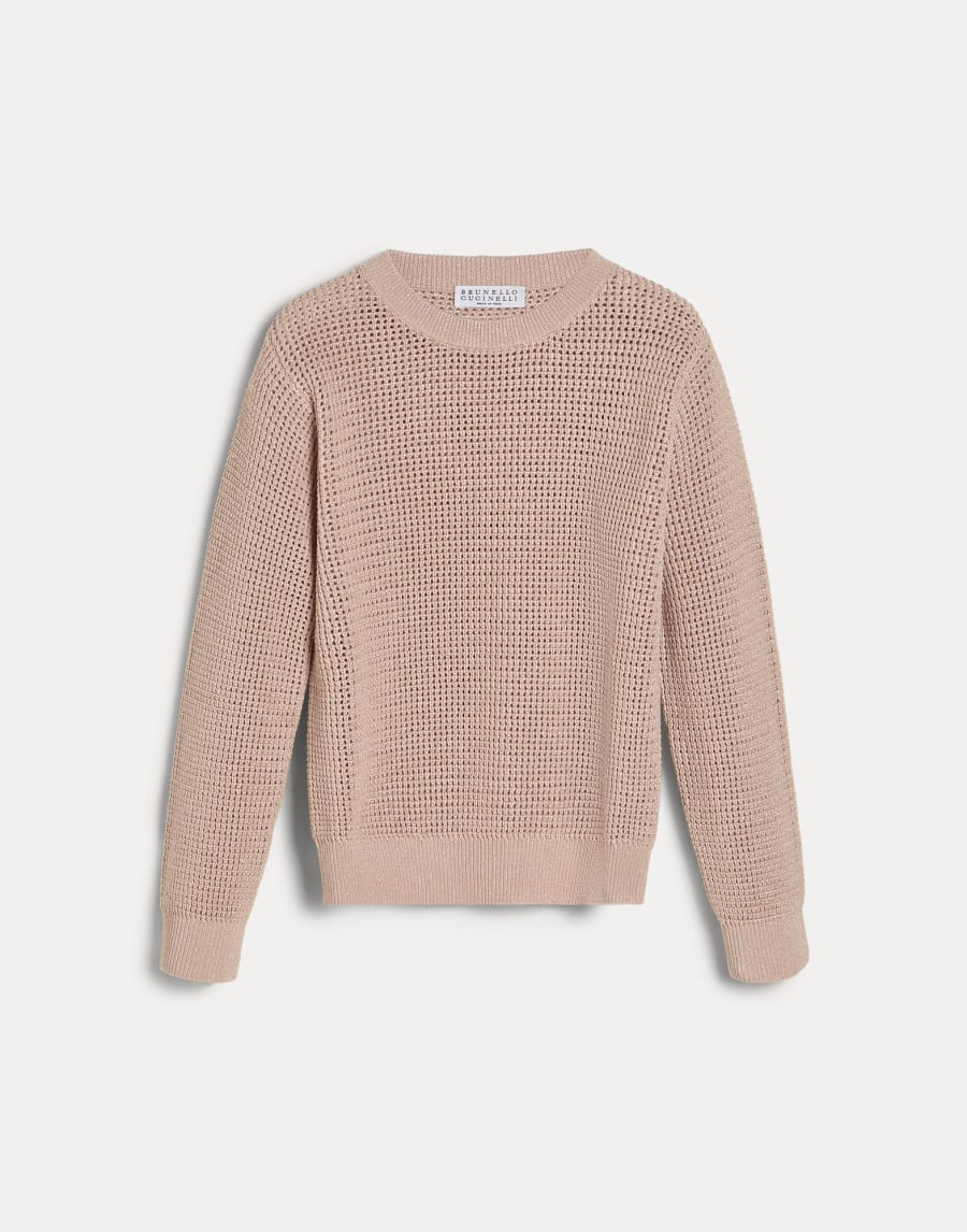 Sparkling cotton ribbed net sweater Pink Girls - Brunello Cucinelli